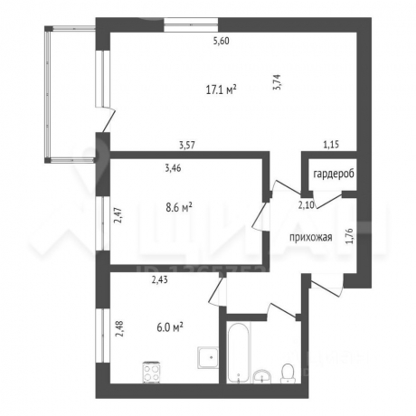 Продажа квартиры 2-комн.<br /> по адресу 644042 г. Омск,  проезд. Спортивный, 4